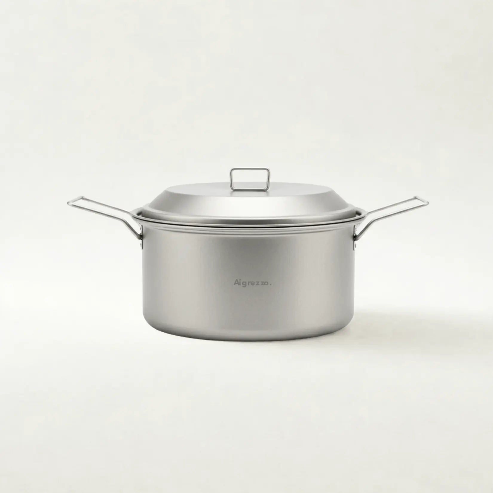 Aigrezzo titanium outdoor steamer pot with lid and long handles, ultralight durable titanium cookware for camping and outdoor cooking