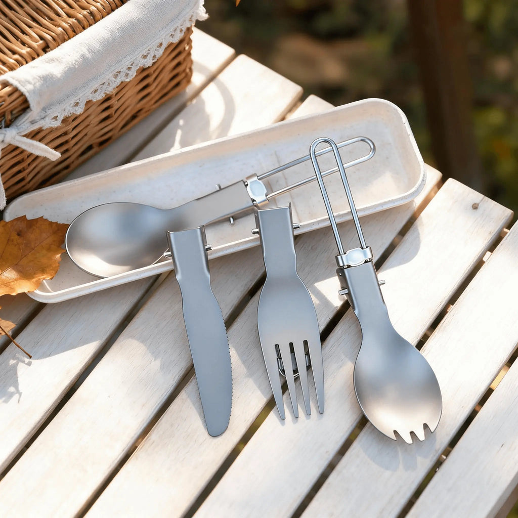 Aigrezzo Titanium Foldable Outdoor Cutlery Set